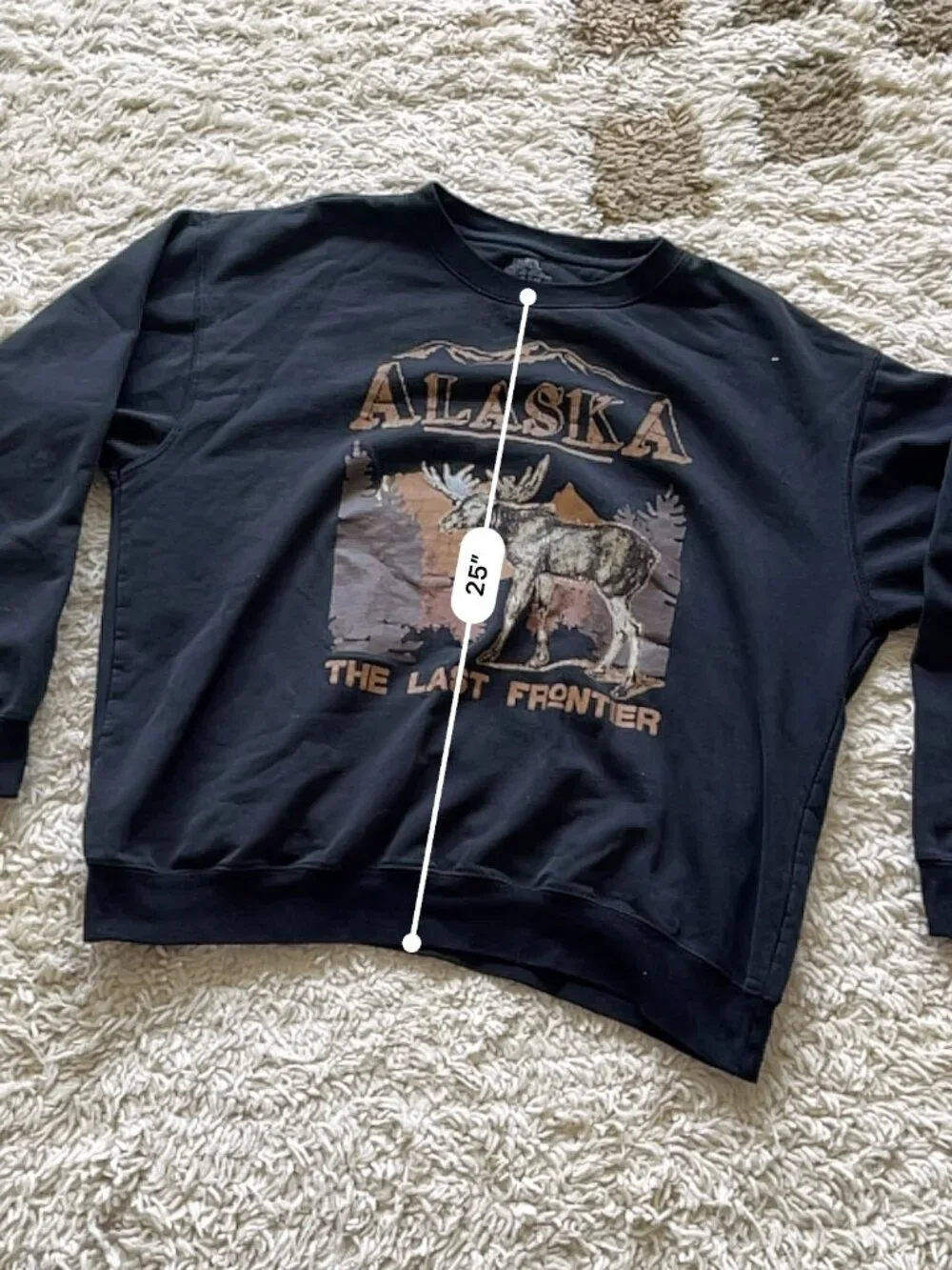 Philcos Alaska The Last Frontier Moose Graphic Crewneck Sweatshirt 2XL Black